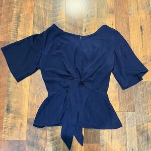 Miami Francesca’s Navy Blue Women's tie Blouse